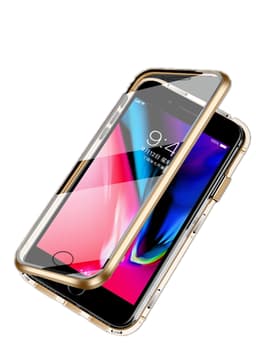 Magnetisk skal med dobbeltsidet hærdet glas - iPhone 7 og 8 - Guld