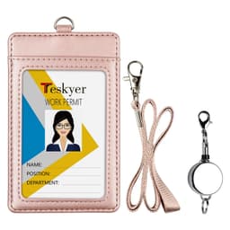 Kortholder Lodret PU Læder Badge Holder Lyserød