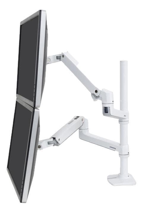 Ergotron LX Dual Stacking Arm, ca 56cm lång stolpe, 9,1kg max vikt, upp till 40"" monitorer