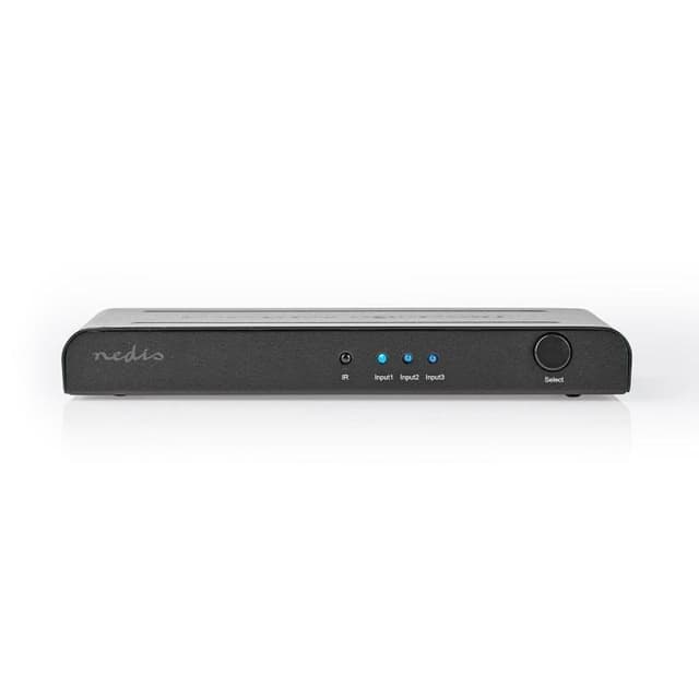 Nedis HDMI ™ Switch | 3-Port port(s) | 3x HDMI™ Inngang | 1x HDMI ™ -utgang | 4K@60Hz | 18 Gbps | Fjernstyrtkontrolert | Metall | Antrasitt