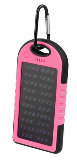 Setty powerbank med solceller, 5000 mAh, Rosa