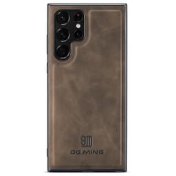 DG.MING Samsung S24 Ultra Premium PU-nahka Hybridi Suojakuori - Harmaa