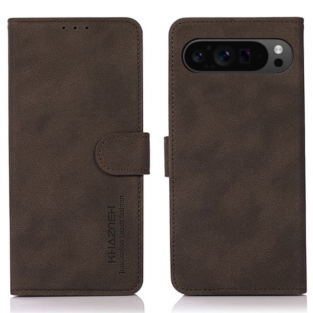 SKALO Google Pixel 9 Pro XL KHAZNEH Lompakkokotelo PU-nahasta - Ruskea