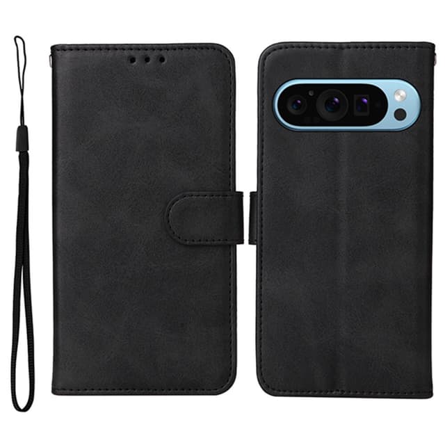 SKALO Google Pixel 9/9 Pro PU-Läder Plånboksfodral - Svart