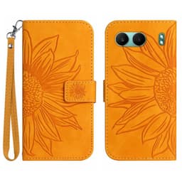 SKALO OnePlus Nord 4 Embossed Flower Plånboksfodral i PU-Läder - Gul