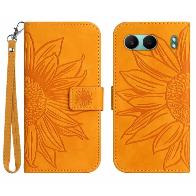 SKALO OnePlus Nord 4 Embossed Flower Plånboksfodral i PU-Läder - Gul