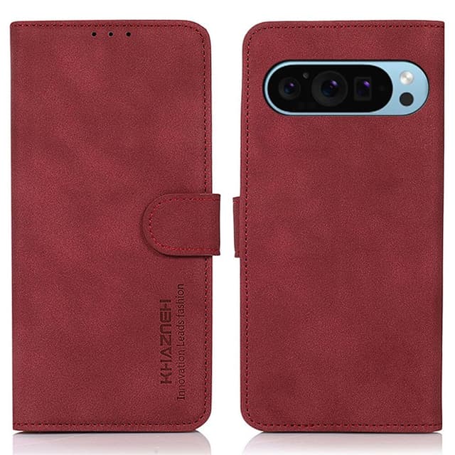 SKALO Google Pixel 9/9 Pro KHAZNEH Lompakkokotelo PU-nahasta - Punainen