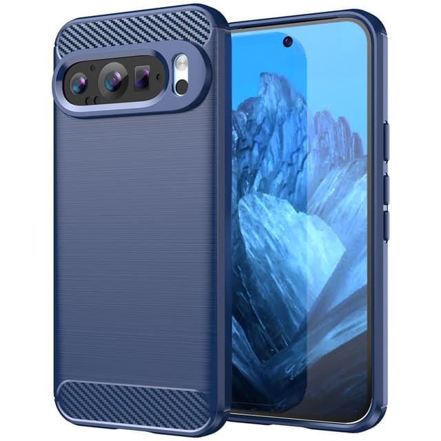 SKALO Google Pixel 9/9 Pro Armor Carbon Stöttåligt TPU-skal - Blå
