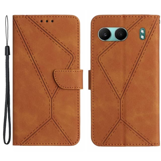 SKALO OnePlus Nord 4 Kohokuvioitu PU Nahka Lompakkokotelo - Ruskea