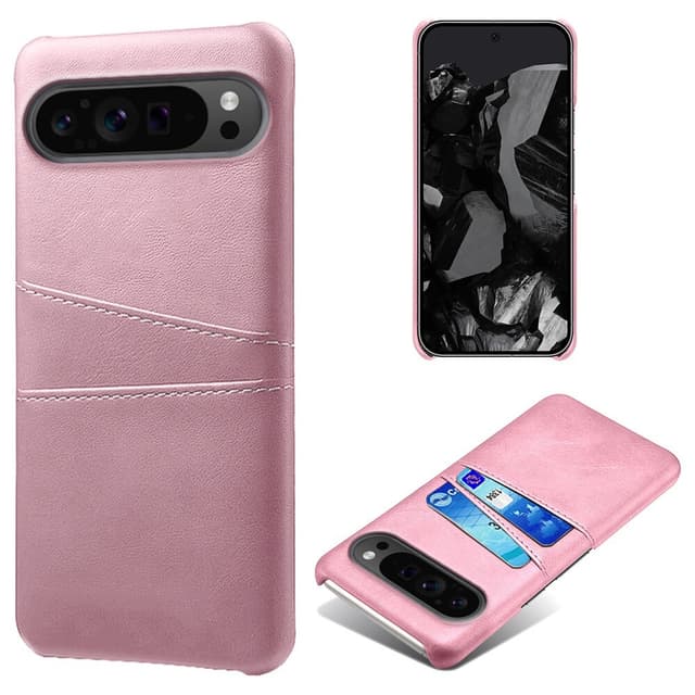 SKALO Google Pixel 9 Pro XL PU Läder Skal med Korthållare/Plånbok - Roséguld