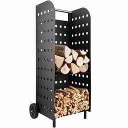 tectake Brændeholder med hjul 55 x 45 x 104 cm Sort