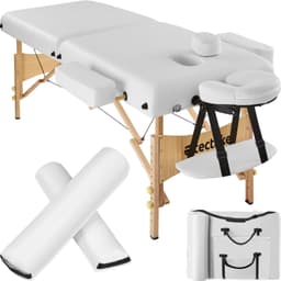 tectake 2-zons massagebänk inkl. kuddar + väska - vit