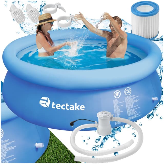 tectake Pool rund med filterpump Ø 300 x 76 cm - blå