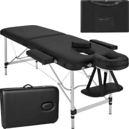 tectake 2-zons massagebänk med stoppning och aluminiumram +bärväska - svart