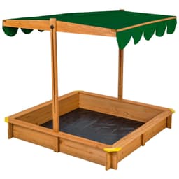 tectake Sandkasse med justerbart tag 120 x 120 x 120 cm Grøn