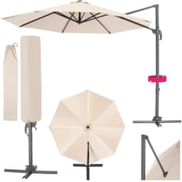 tectake Parasoll Daria inkl. fotpedal och överskyddsdrag - beige