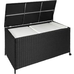 Hyndeboks med hjul i aluminium og polyrattan - sort