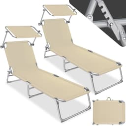 tectake 2 solsängar med soltak - beige