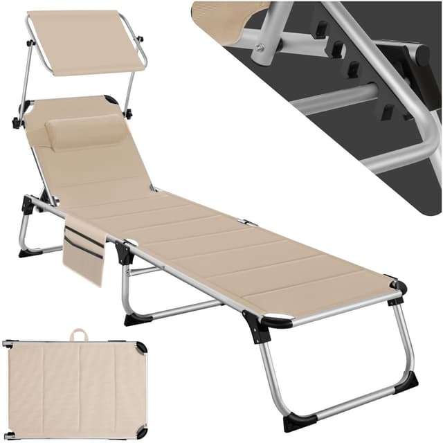 tectake Solstol Lorella, vadderad, hopfällbar - beige