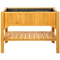 Højbed med hylde - brun