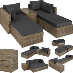 Polyrattan loungesæt med aluminiumstel San Domino - natur