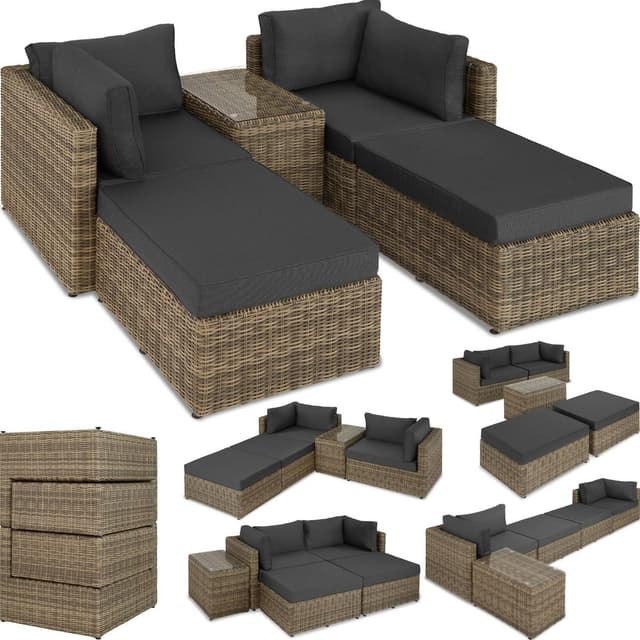 tectake Loungeset i konstrotting San Domino - natur