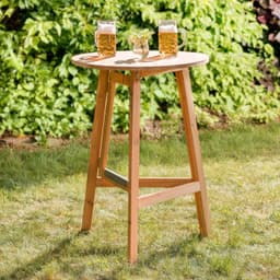 Højt cafebord i massivt træ Ø 78cm - brun