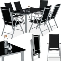 Aluminium havemøbler, bord og 6 stole - sølv
