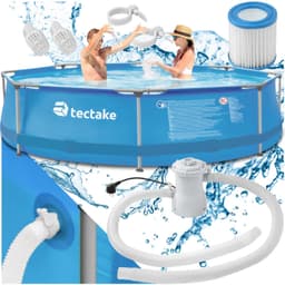 Badebassin rund med pumpe Ø 300 x 76 cm - blå