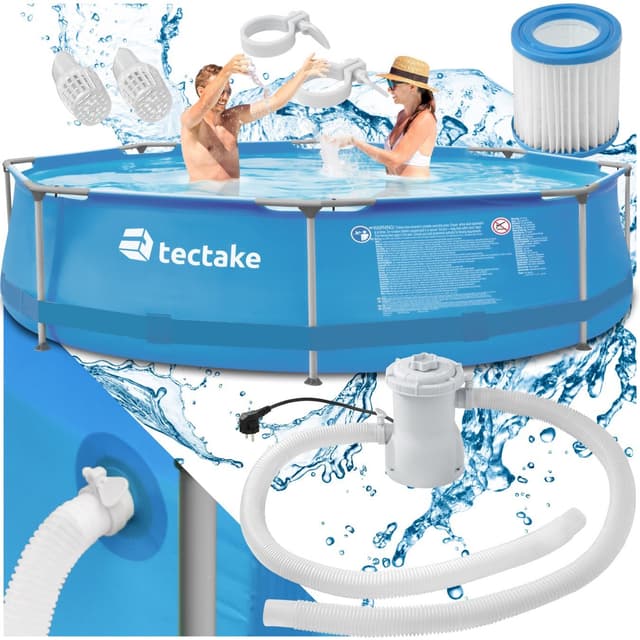 tectake Pool rund med filterpump Ø 300 x 76 cm - blå