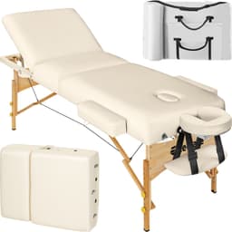 tectake 3-zons massagebänk Somwang med 7,5 cm stoppning och träram - beige