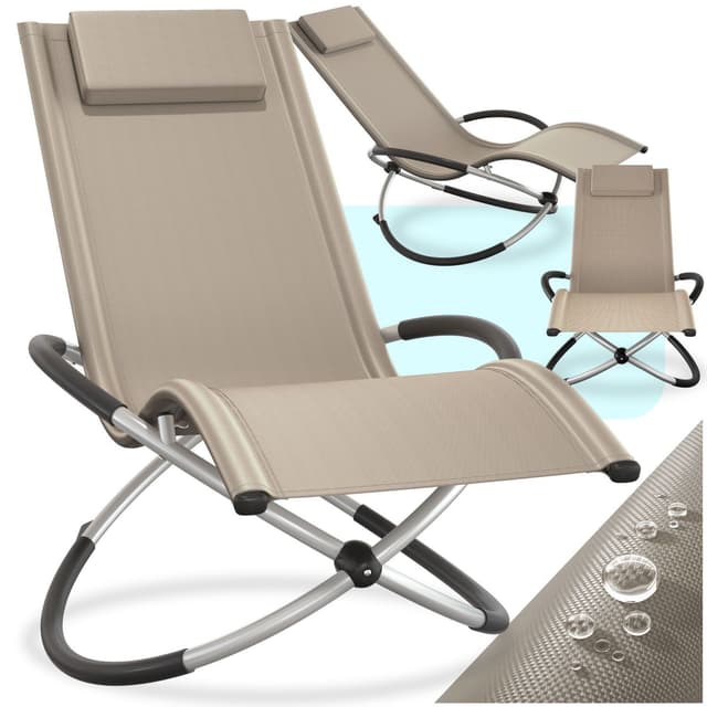 tectake Solstol Paulina, ergonomisk gungstol för utomhusbruk, hopfällbar - beige