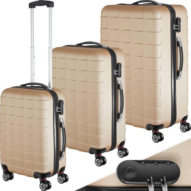 tectake Resväskor 3 stycken set i hardcase, Hårda resväskor - champagne