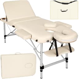 tectake 3-zons massagebänk i aluminium 5 cm stoppning + väska - beige