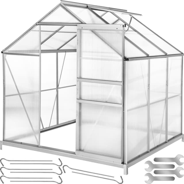 tectake Aluminiumväxthus med fundament - 190 x 185 x 195 cm