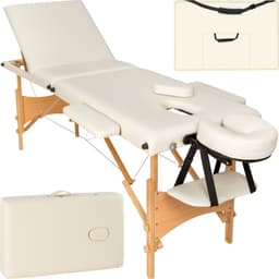 tectake 3-zons massagebänk, stoppning + väska - beige