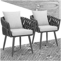 tectake 2 set stolar Lugano i repdesign med aluminiumram - antracit
