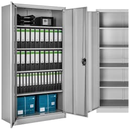 tectake Låsbart arkivskab med 5 hylder 90 x 40 x 180 cm Grå