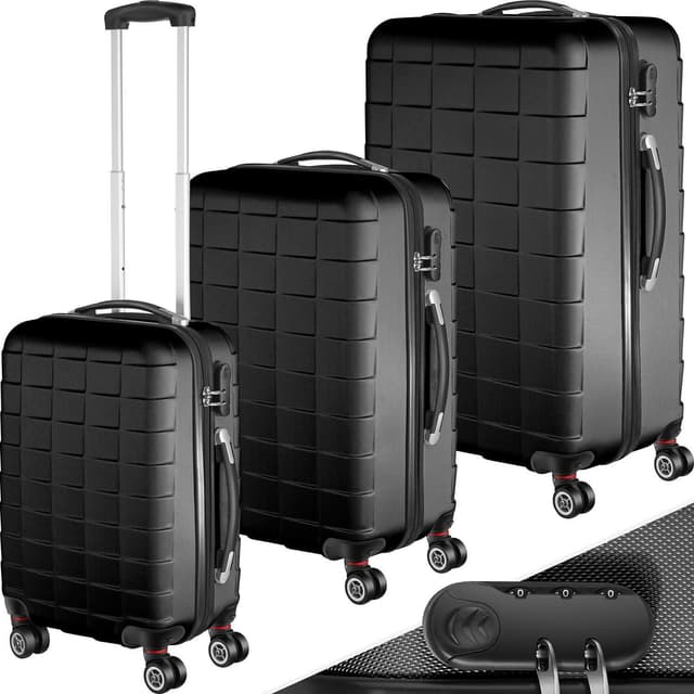tectake Resväskor 3 stycken set i hardcase, Hårda resväskor - svart