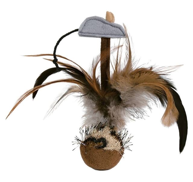 Leksak för katter bobo fjäderboll med mus, plysch, 15 cm, Trixie