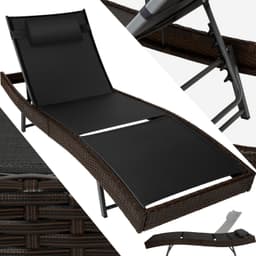 Polyrattan liggestol med nakkepude Delphine - brun