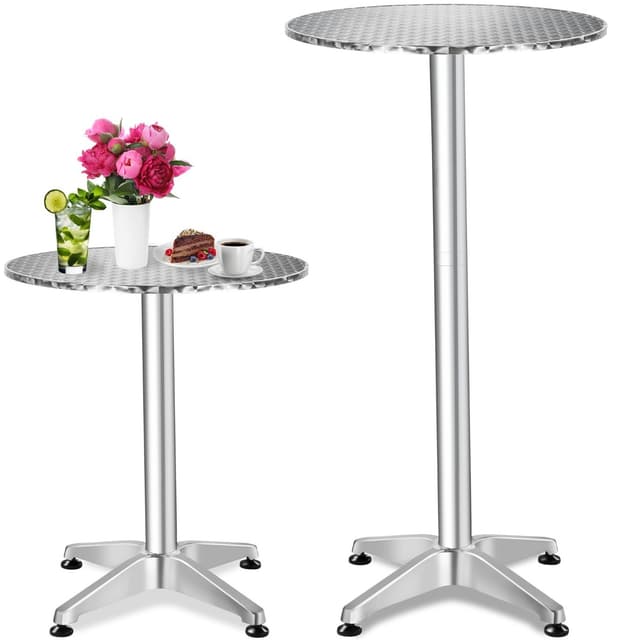 tectake Cafébord i aluminium Ø60cm justerbart i höjdled - 5,8 cm
