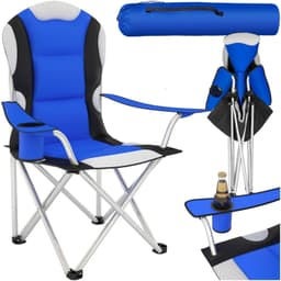 tectake Campingstol med stoppad dyna, hopfällbar - blå