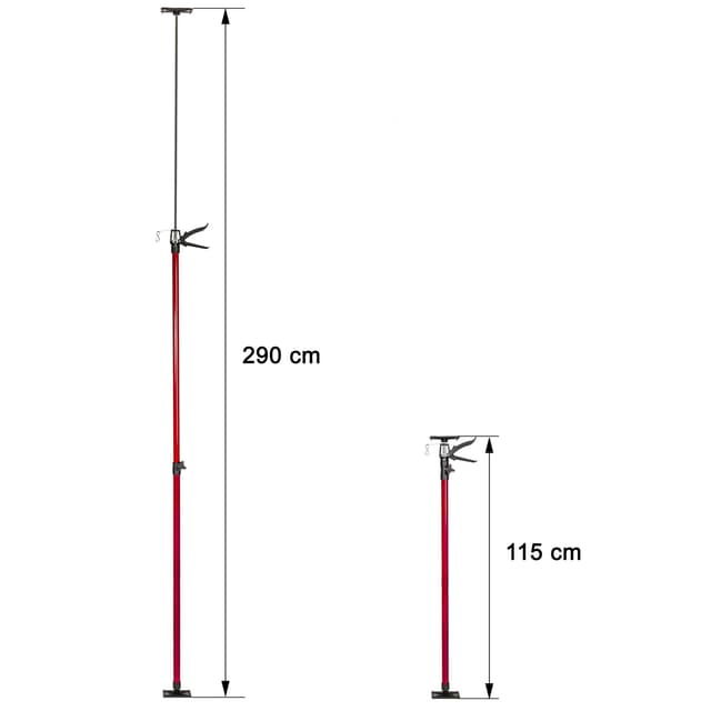 tectake 4 takstöd 115 – 290cm - röd