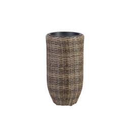 Planteholder WICKER D28xH51cm, plastfletting, farge: mørkebrun
