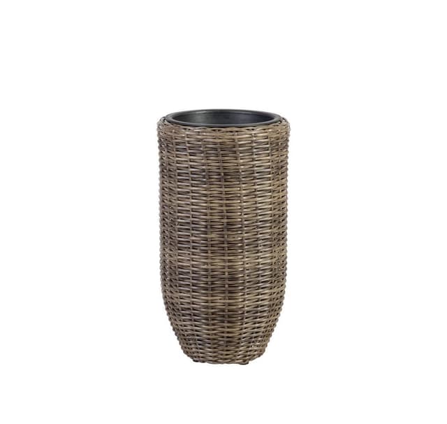 Planteholder WICKER D28xH51cm, plastfletting, farge: mørkebrun
