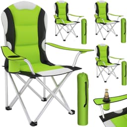 tectake 4 campingstolar med stoppad dyna, hopfällbara - grön