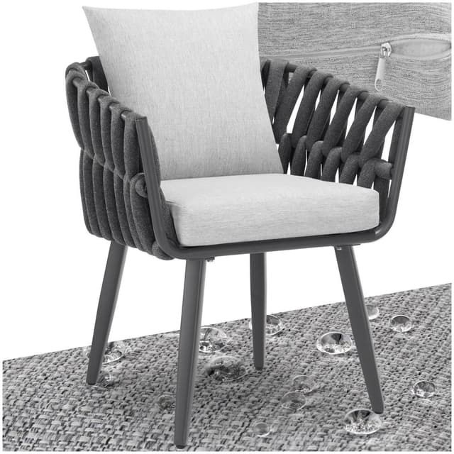 tectake Stol Lugano i repdesign med aluminiumram - antracit
