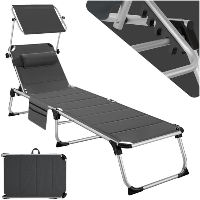 tectake Solstol Lorella, vadderad, hopfällbar - grå