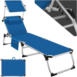 tectake Solstol Aurelie i aluminium, 6-stegs justerbar - blå